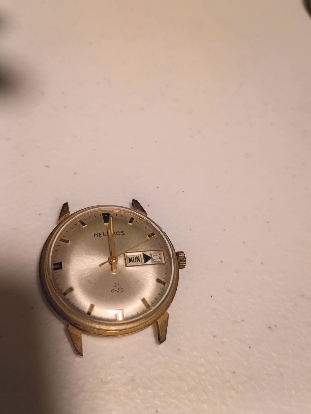 Helbros Men's Gold-Tone Day-Date Dress Watch Head in Champagne